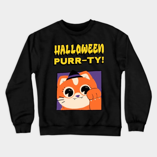 Spooky Halloween Cat Crewneck Sweatshirt by TayaDesign